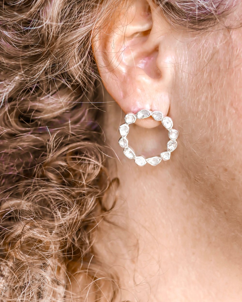 Image of Pendientes círculo de diamantes