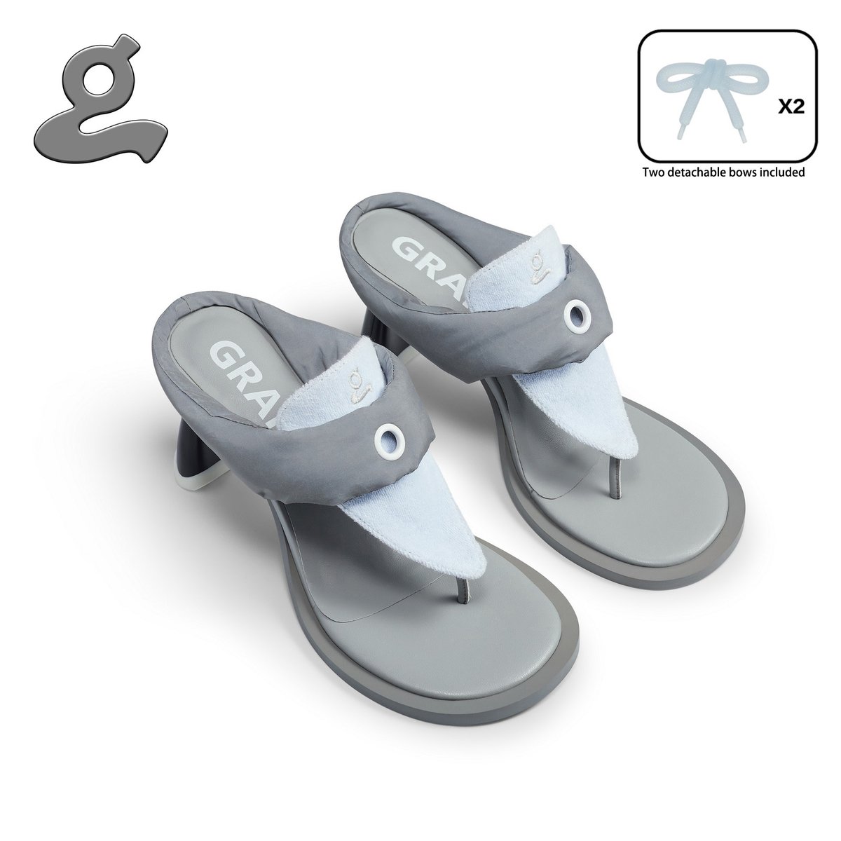 Image of Blue Detachable Bow Flip-flops