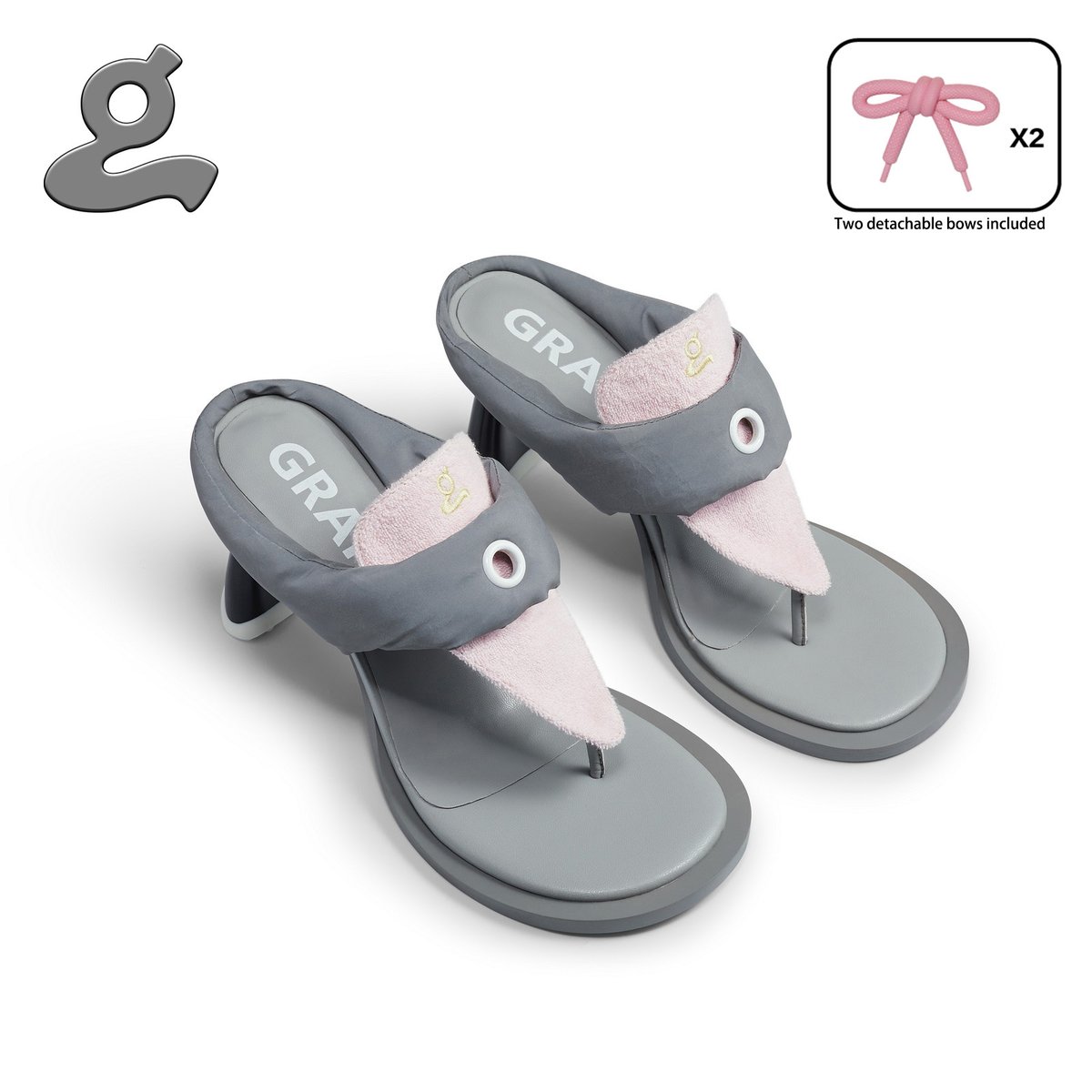 Image of Pink Detachable Bow Flip-flops