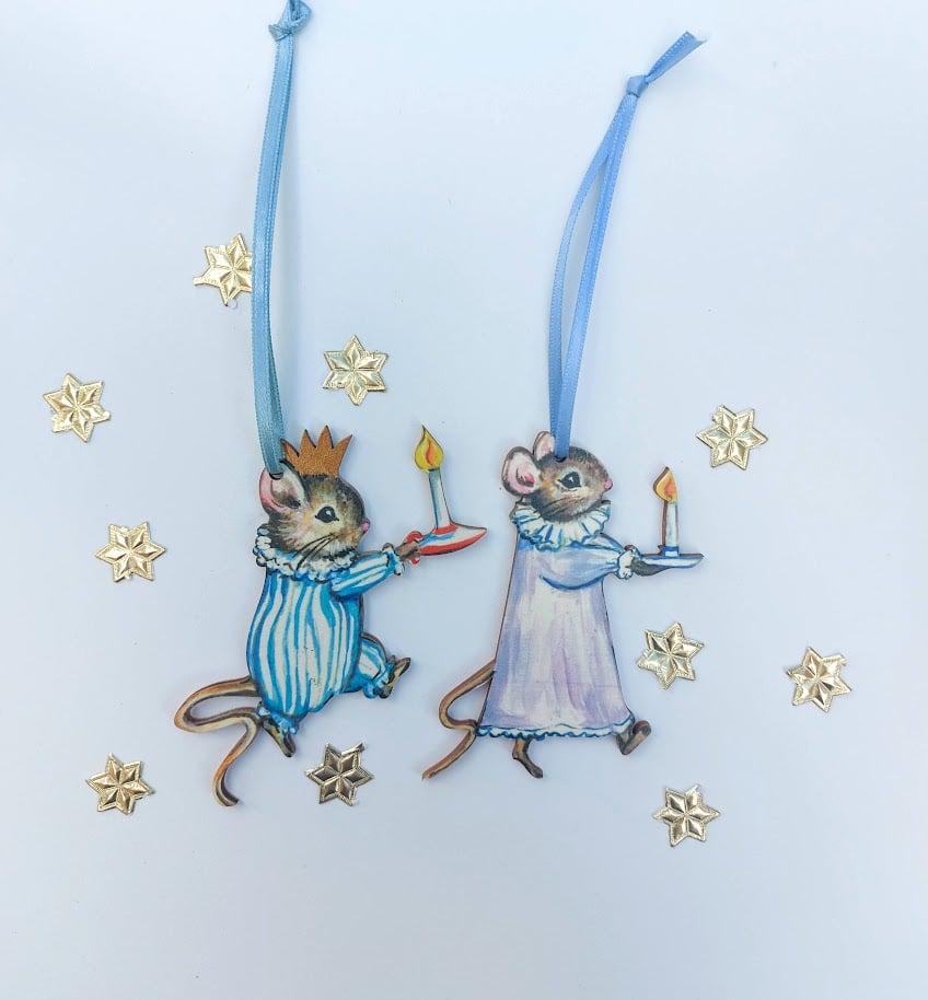 Twas the night before Christmas Set of Hanging Wooden Decorations