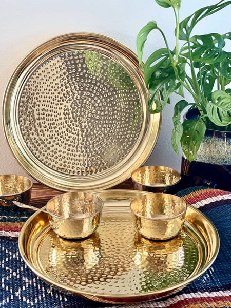 Image of Brass Puja thali set/ Dinnerware