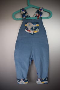 Image of Toddler Reversible Dungarees - Cars