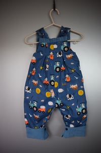 Image of Baby Reversible Dungarees - Farm