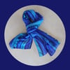 Silk Gauze Scarf Painted Blue Stripes Print