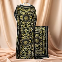 Image 3 of Elegant Floral Print Maxi Abaya Dress with Batwing Sleeves