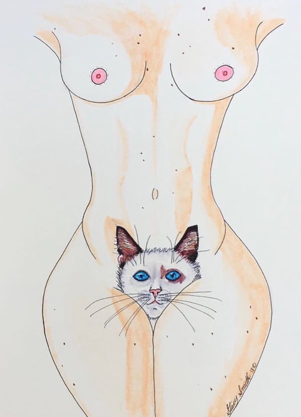 Image of She loves to be pet Print