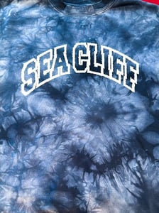 Image of Sea Cliff - Fuzzy Design Navy Tie Dye Crewneck Sweatshirt
