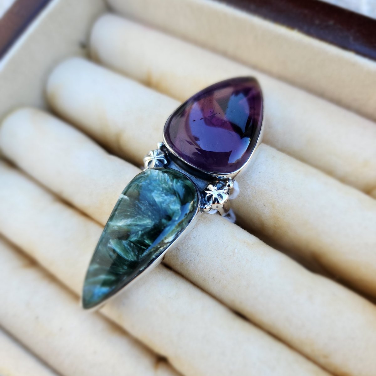 Image of Sophia - Amethyst & Seraphinite One of a Kind Statement Ring