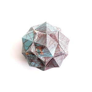 Image of Archival photographic print of dodecahedron and icosahedron in turquoise and van dyke brown