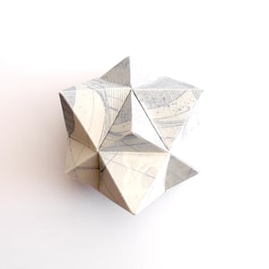 Image of Archival photographic print of cube and octahedron in pale grey