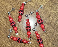 Image 4 of Red Skull Earrings 