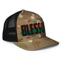 Image 2 of BLESS UP (Camo/black Closed-Back Trucker Cap)