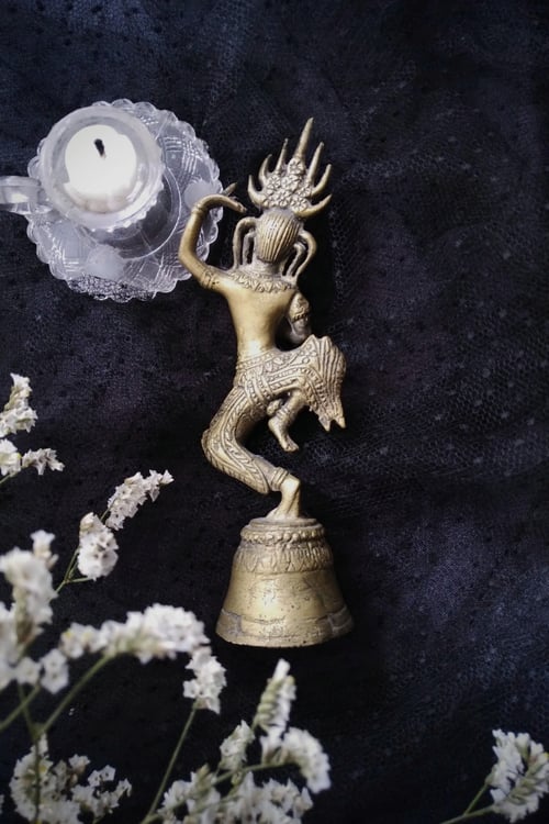 Image of KHMER DANCER - BELL ※ brass or bronze - dancing Apsara with traditional headdress