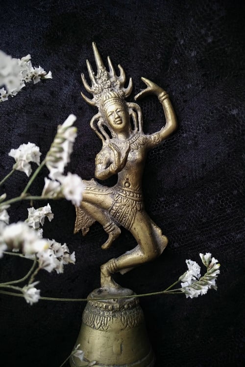 Image of KHMER DANCER - BELL ※ brass or bronze - dancing Apsara with traditional headdress