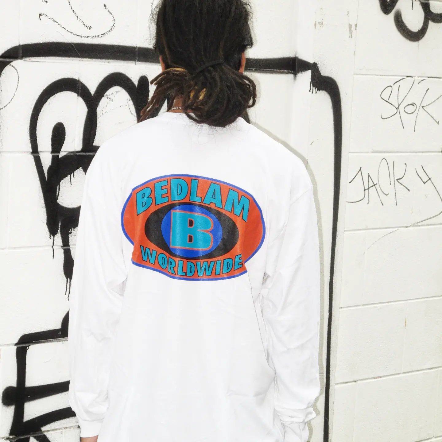 Bedlam B Oval Pocket L/S T-Shirt (White) | Densouvenir