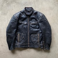 Image 1 of LEATHER CONTRAST BIKER JACKET