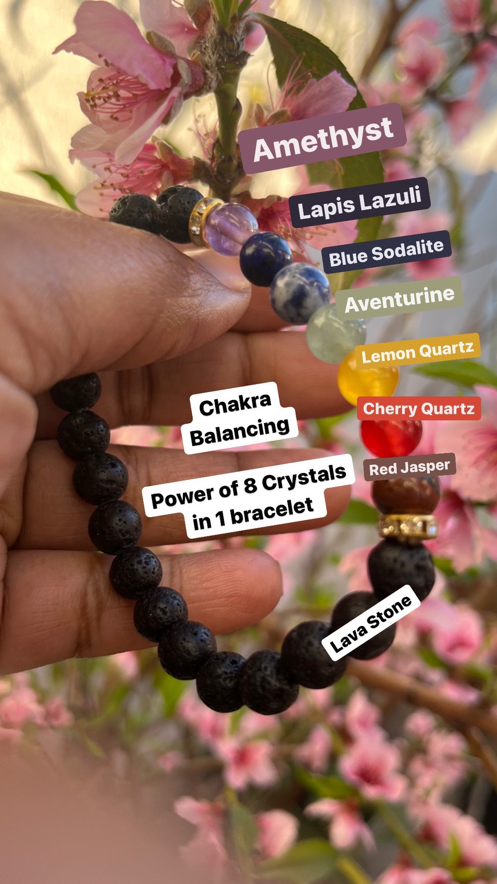 Image of 7 Gem Lava Stone Chakra Bracelet