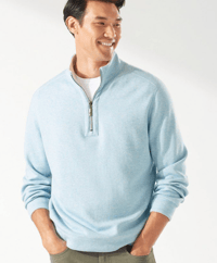 Image 1 of Tommy Bahma  Flipshore 1/2 ZIP Reversible Sweatshirt (CHAMBRAY)