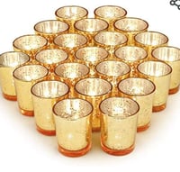 Image 1 of Gold shinny small  candle holder with candle