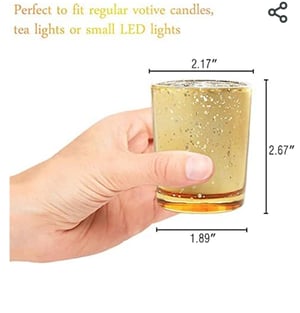 Image of Gold shinny small  candle holder with candle