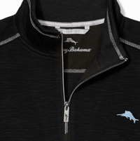 Image 3 of Tommy Bahama Tobago Bay 1/2 Zip Sweatshirt in Black