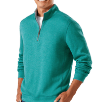 Image 1 of Tommy Bahama Flipshore Half Zip Sweater - Largo Teal Heather