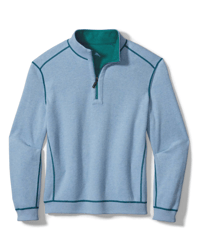 Image 2 of Tommy Bahama Flipshore Half Zip Sweater - Largo Teal Heather