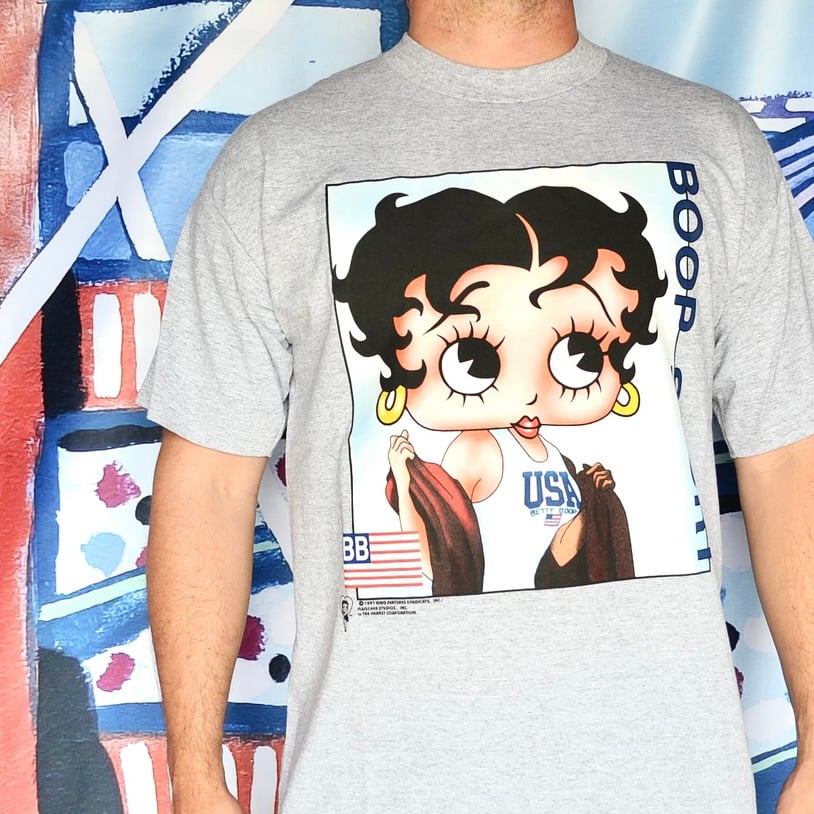 Image of Vintage 1997 Betty Boop "Boop Sport" Graphic Print T-Shirt Sz.L