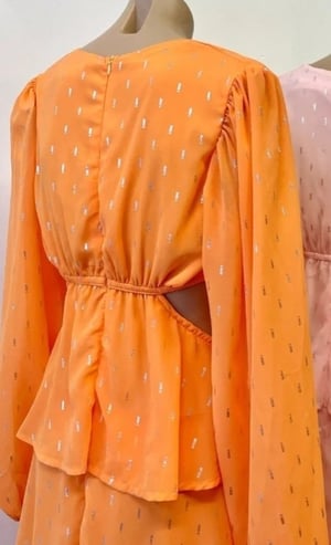 Image of Frill Dress. Orange. By Reverse the Label. 