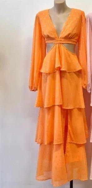 Image of Frill Dress. Orange. By Reverse