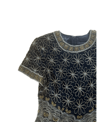 Image 3 of Laurence Kazar beaded 100% silk top 🌸🪩✨