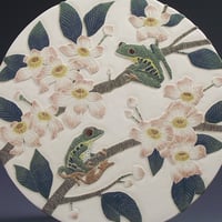 Image 2 of Red eyed tree frogs & heaven lotus tree wall art