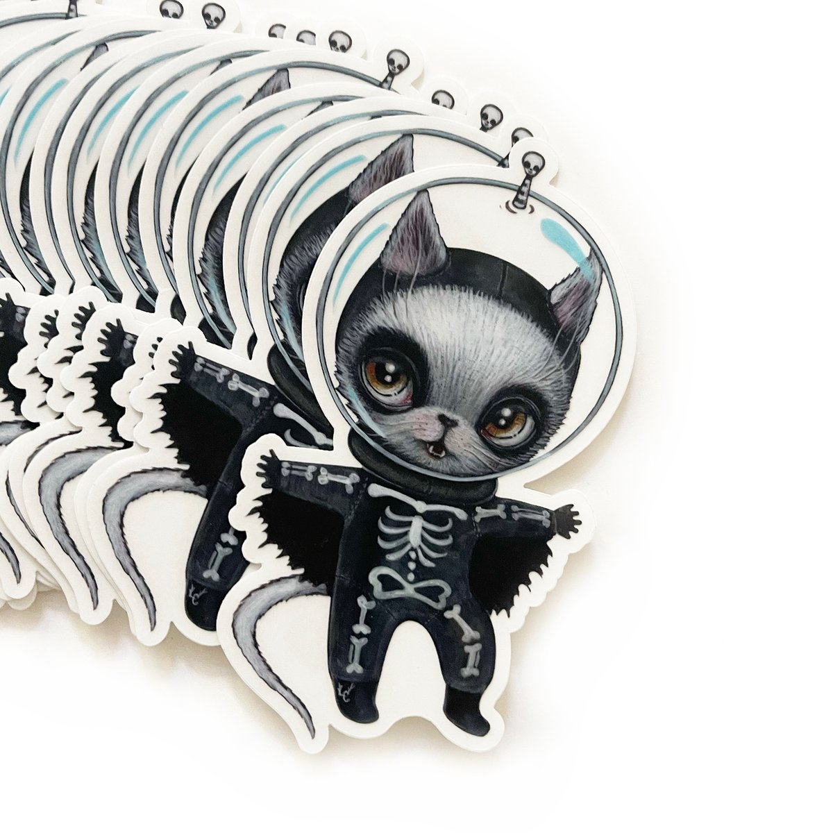 Skully Space Cat (Sticker) / 64 Colors
