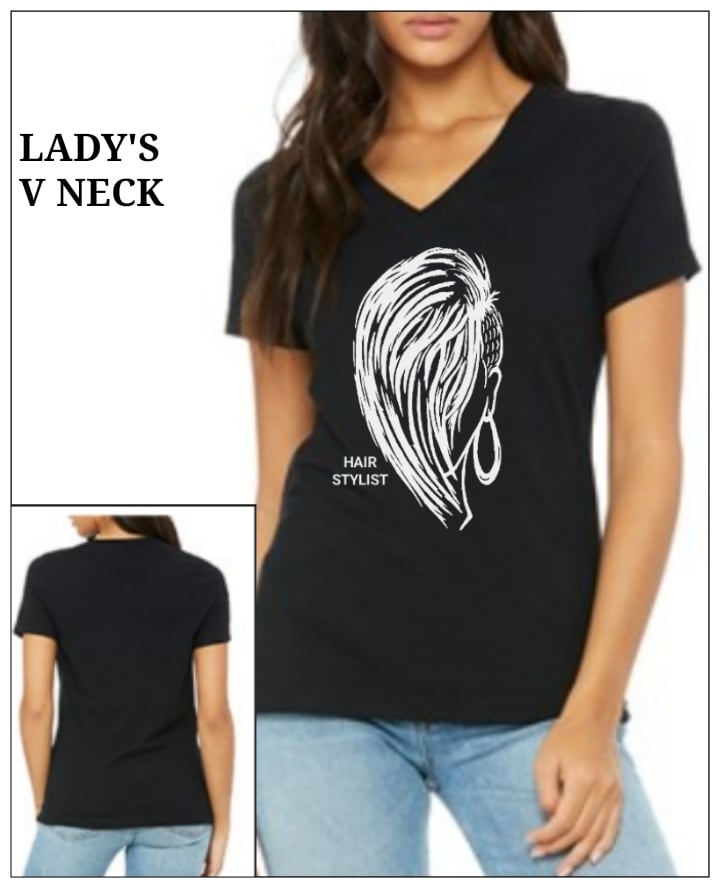 DEEP V NECK S/S T-SHIRT / Hairdressing & Salon Uniforms / Style