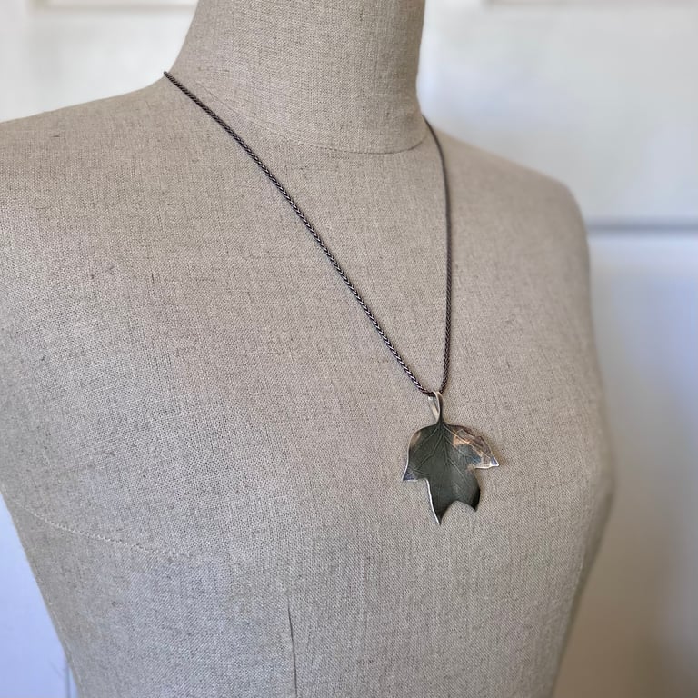 Sterling Silver Tulip Tree Leaf Necklace No. 2 Image 3