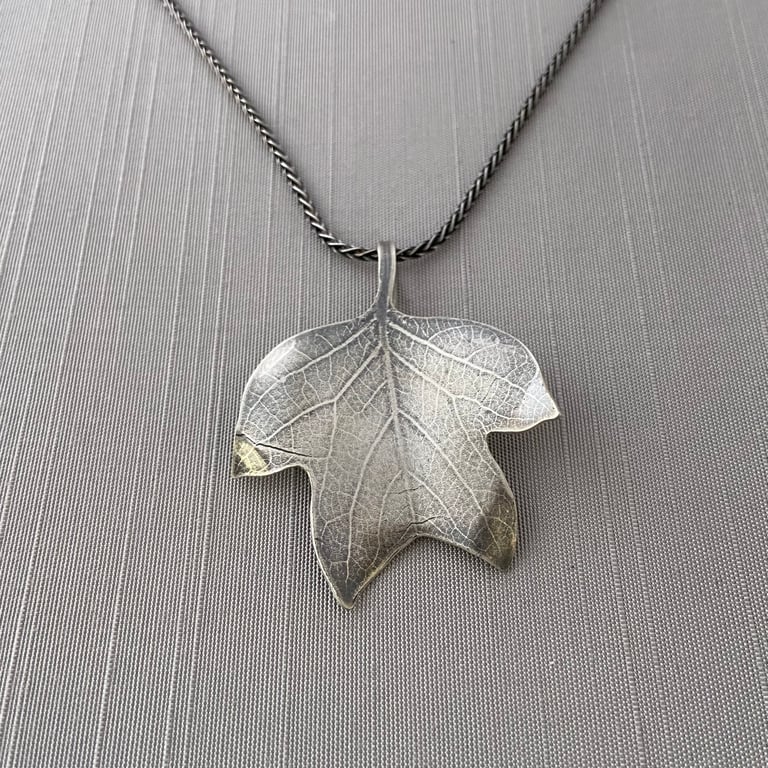 Sterling Silver Tulip Tree Leaf Necklace No. 2 Image 2