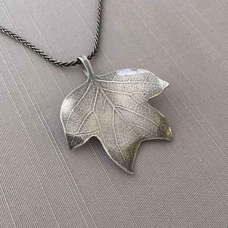 Sterling Silver Tulip Tree Leaf Necklace No. 2
