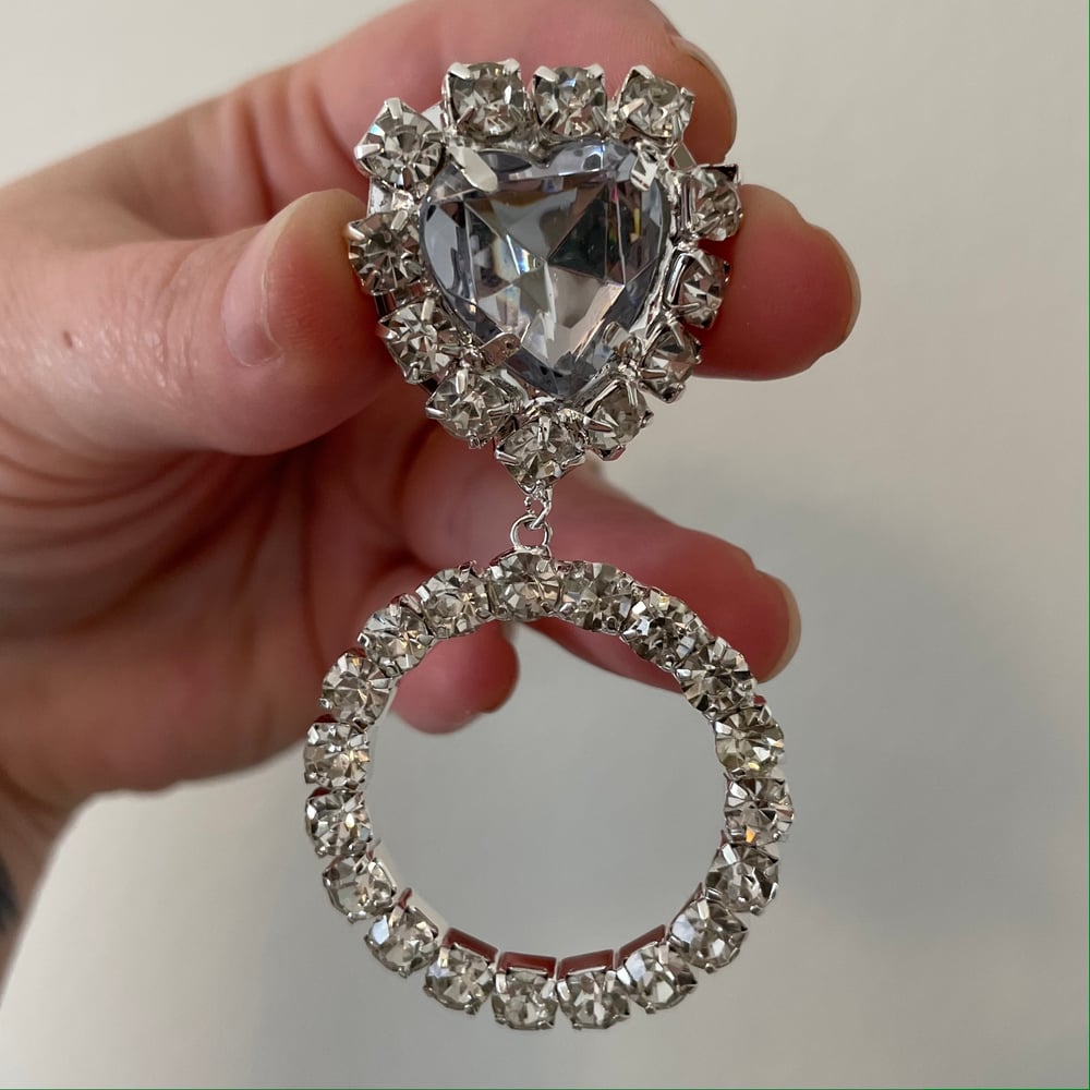 Image of Diamond Heart Hoop Dangles (sizes 7/16-7/8)