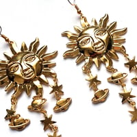 Image 3 of Celestial Sun Golden Drop Earrings