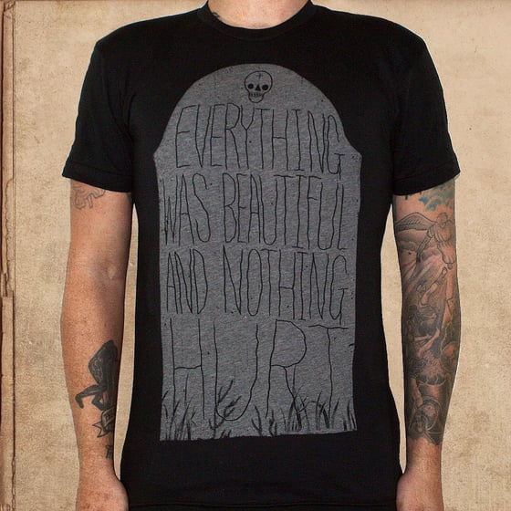 Image of Everything was beautiful grave - Vonnegut - discharge ink
