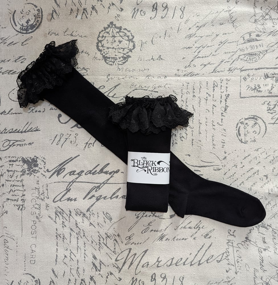 Wide Black Embroidered Lace OTKs
