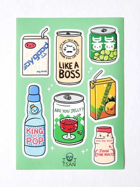 Image of Drinks All Round A6 Sticker Sheet