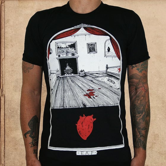 Image of Tell Tale Heart - discharge inks - unisex only 2X left