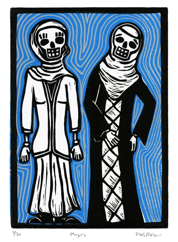 Image of Egyptian Mujeres/Egyptian Women (Linocut)