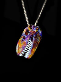 Image 1 of Double amber purple T-Rex skull pendant..