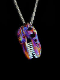 Image 2 of Double amber purple T-Rex skull pendant..