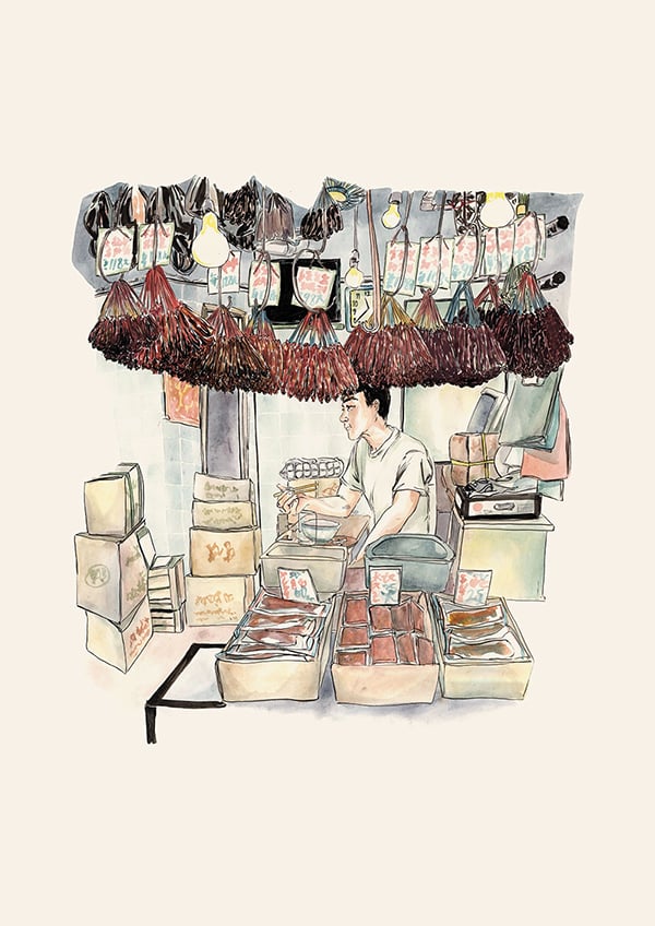 Image of Hong Kong Sausage shop <br> A3 print