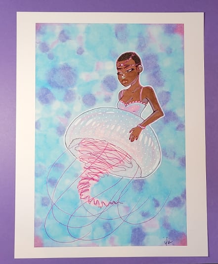 Image of Jellyfish Mermaid - 8.5x11 Print