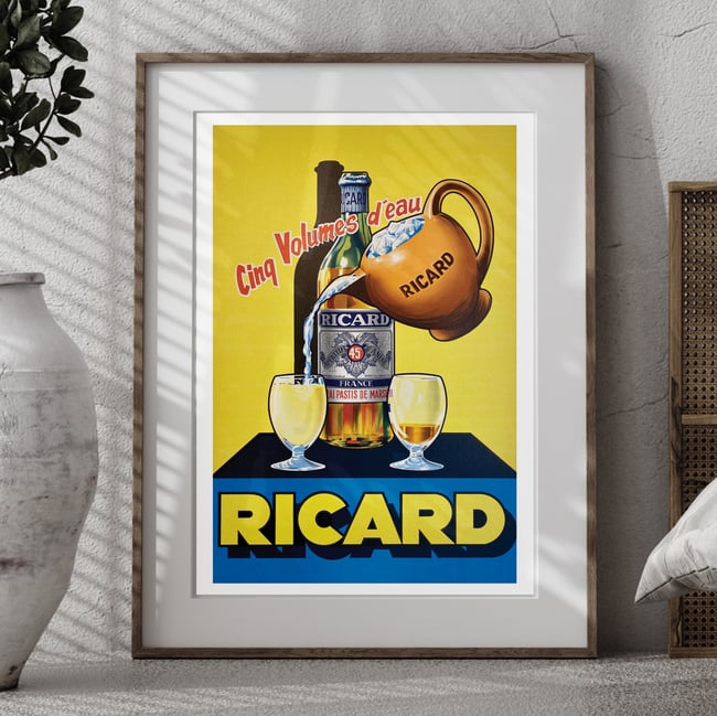 Ricard | Cinq Volumes d'eau | Vintage Ads | Wall Art Print | Vintage Poster