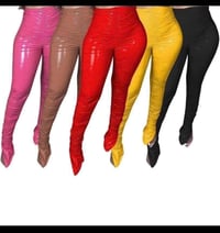 Image 1 of LEATHERR  STACKED PANTS 